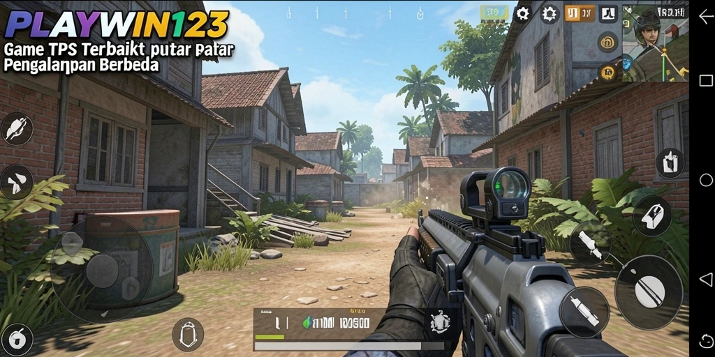 Screenshot utama PLAYWIN123 menunjukkan aksi mendebarkan dalam permainan TPS.